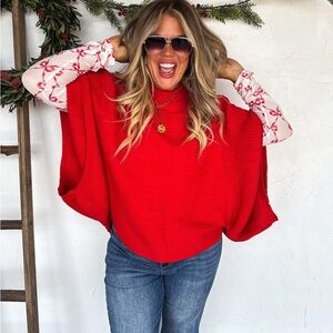 Blakeley Red Pullover Poncho